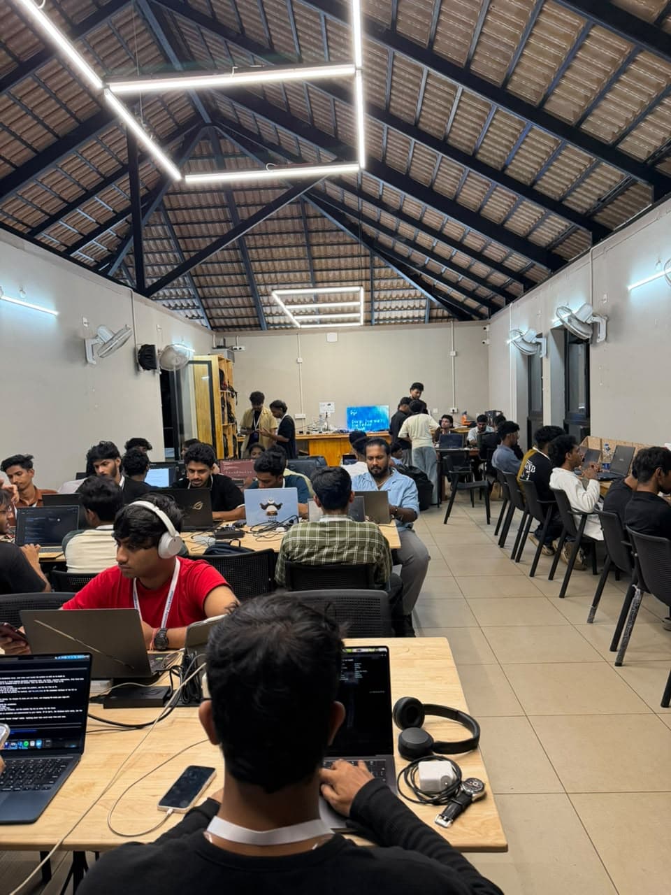 Builders working at the Codex Community Hackathon at TinkerSpace, Calicut